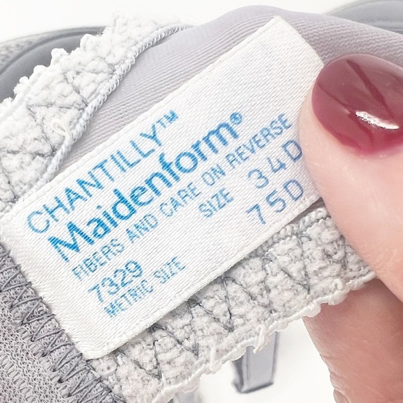 ✅ VINTAGE 1950-1960'S MAIDENFORM GREY LACE BRA WITH ILGWU TAG SIZE 34D EUC - Picture 6 of 6